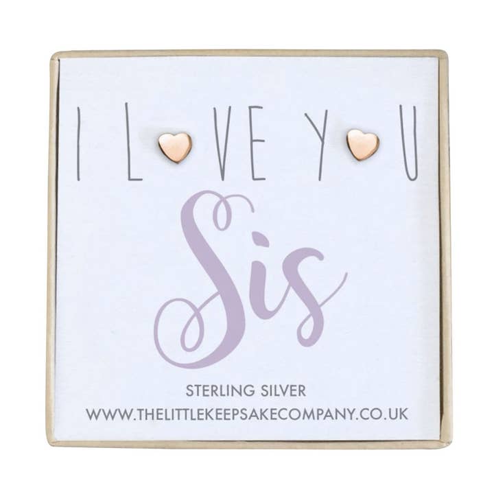 Rose guld Vermeil citat øreringe - Jeg elsker dig sis for engroshandel hos The Little Keepsake Company