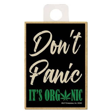 Don't Panic. It's Organic Wood Fridge Magnet for wholesale by SJT Enterprises, Inc.