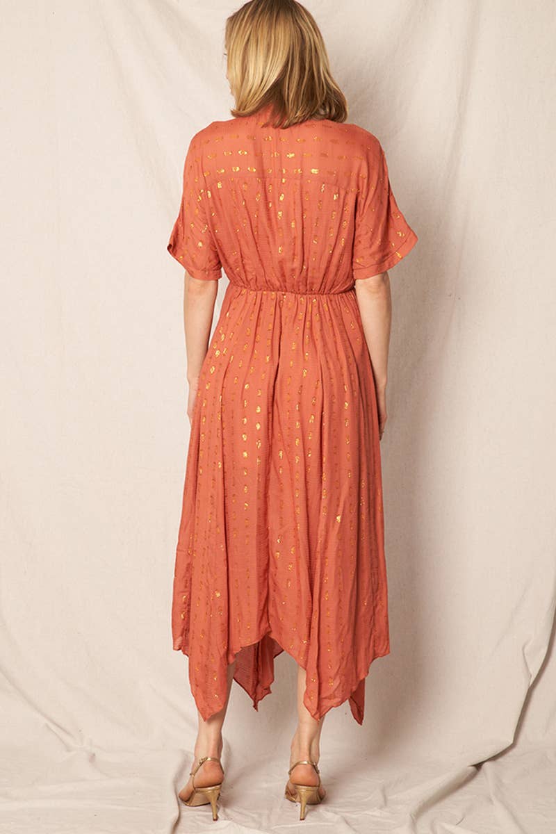En Crème - Wholesale Dress - Women's - Kimono Sleeve Lurex Polka Dot Maxi Dress3
