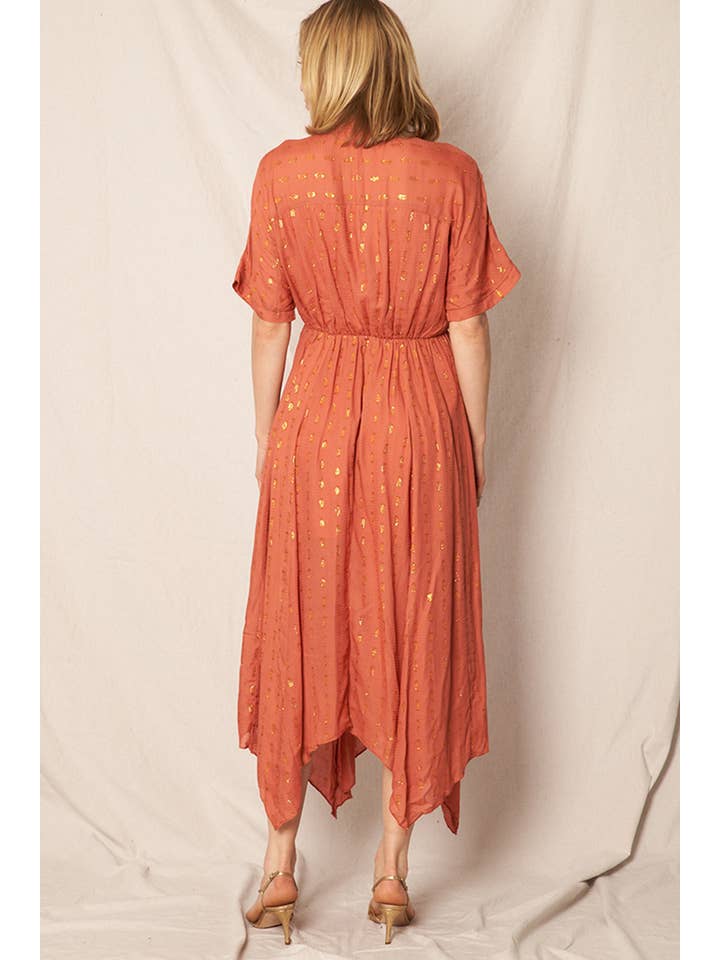 En Crème - Wholesale Dress - Women's - Kimono Sleeve Lurex Polka Dot Maxi Dress3