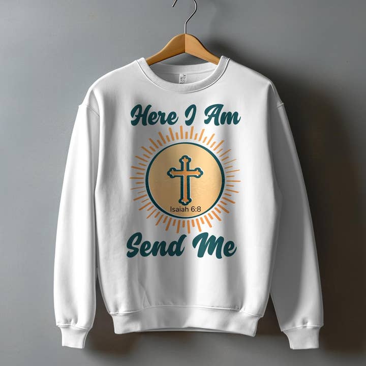 FreakyTeeFactory - Wholesale Screen Printed T-Shirt - Women's - Christian T-Shirt Here I Am Send Me, Isaiah 6 8 Scripture Tee, Religious Gift, Faith-Based Clothing, Unisex Bible Verse Shirt3