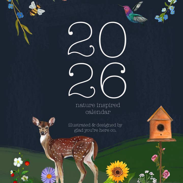 glad you're here co - Wholesale Calendar - 2026 Nature-Inspired Wall Calendar – Botanical & Floral Artwork | 12-Month Hanging Calendar with Hand-Painted Illustrations (Pre-Order Ships Sept. 15)0