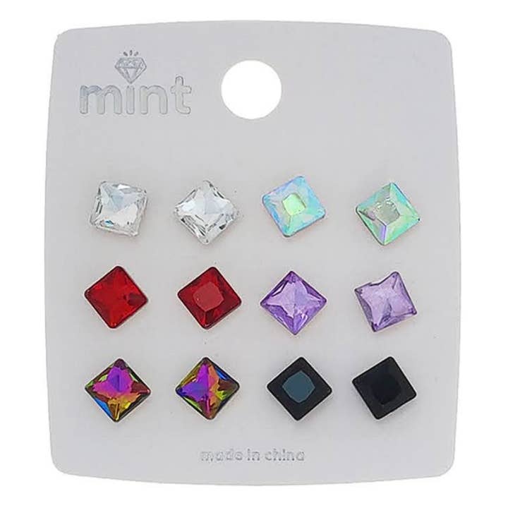 6 Pair Crystal Earring Set for wholesale by Atlas Fashion