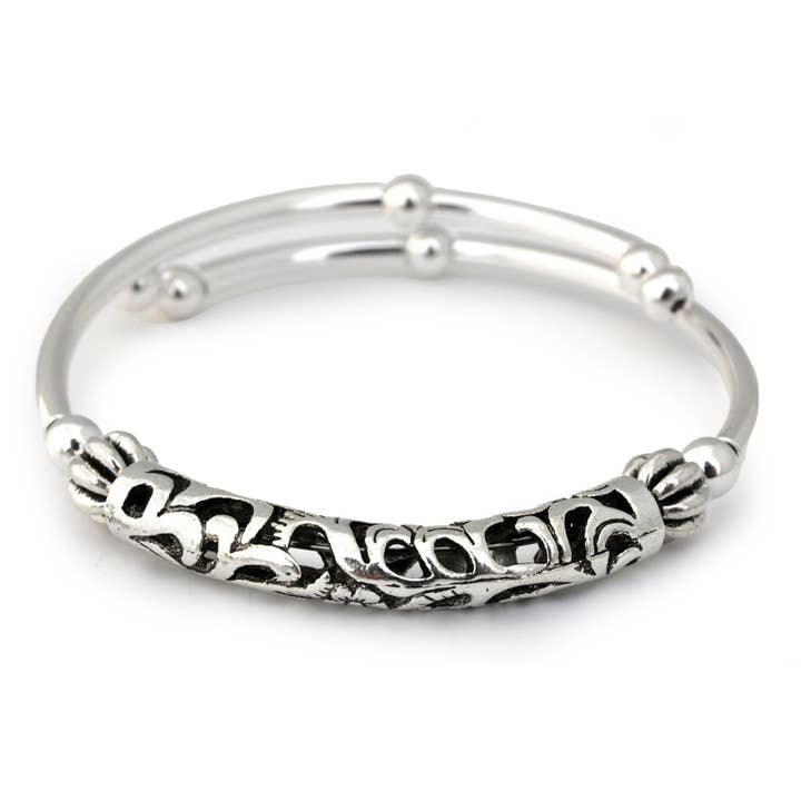 Silver Swirl Solitaire Bracelet for wholesale by Crazyartgrrl Jewelry