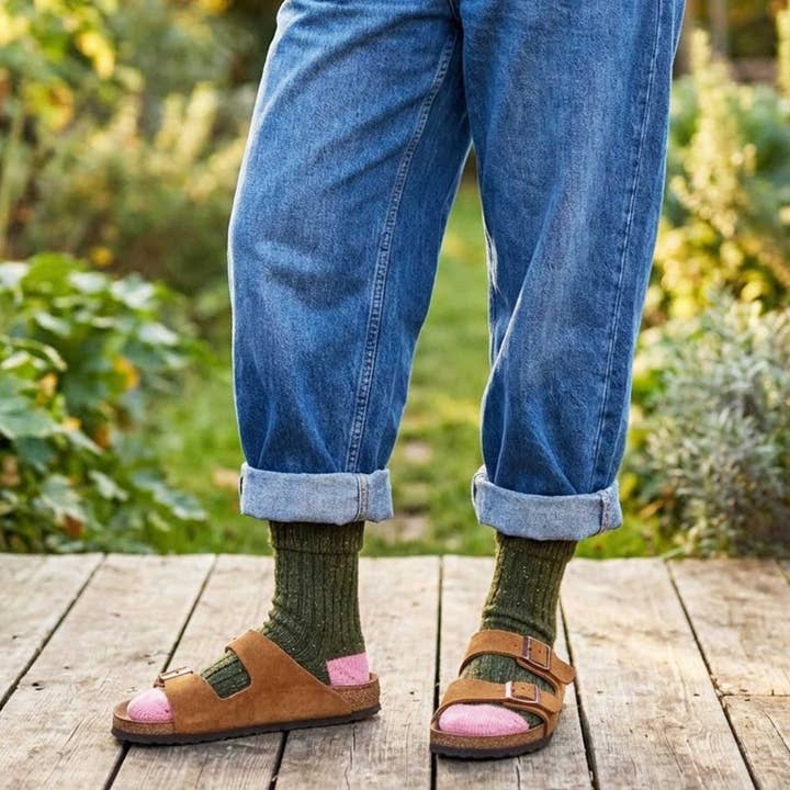 Unisex Recycled Silk Blend Ribbed Socks for wholesale by Catherine Tough (US Duties Paid)