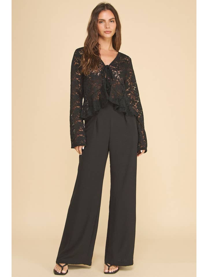 ISJ1317LACE Grazia Front Tie Top Black for wholesale on Faire3