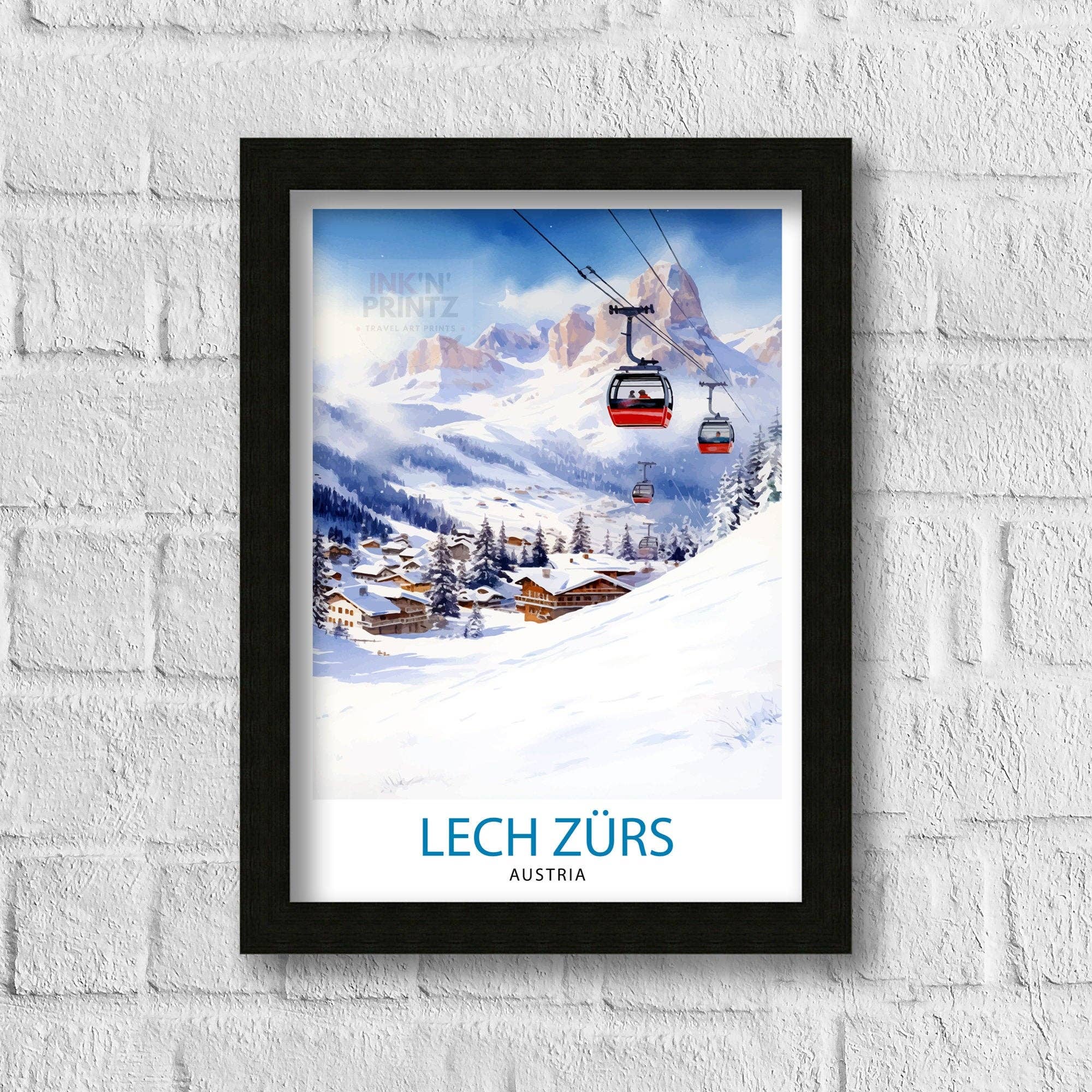 InkNPrintz – wholesale Poster – Lech Zurs am Arlberg Austria Travel Poster Skiing2