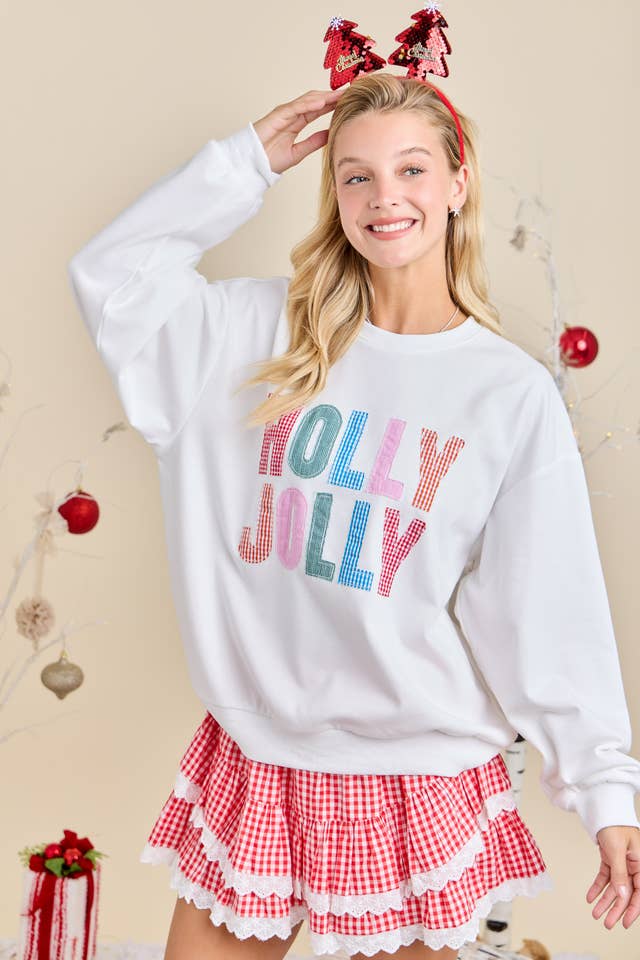 WHITE Holly Jolly Multicolor Gingham Pullover – Ready to Ship🎄 for wholesale on Faire9