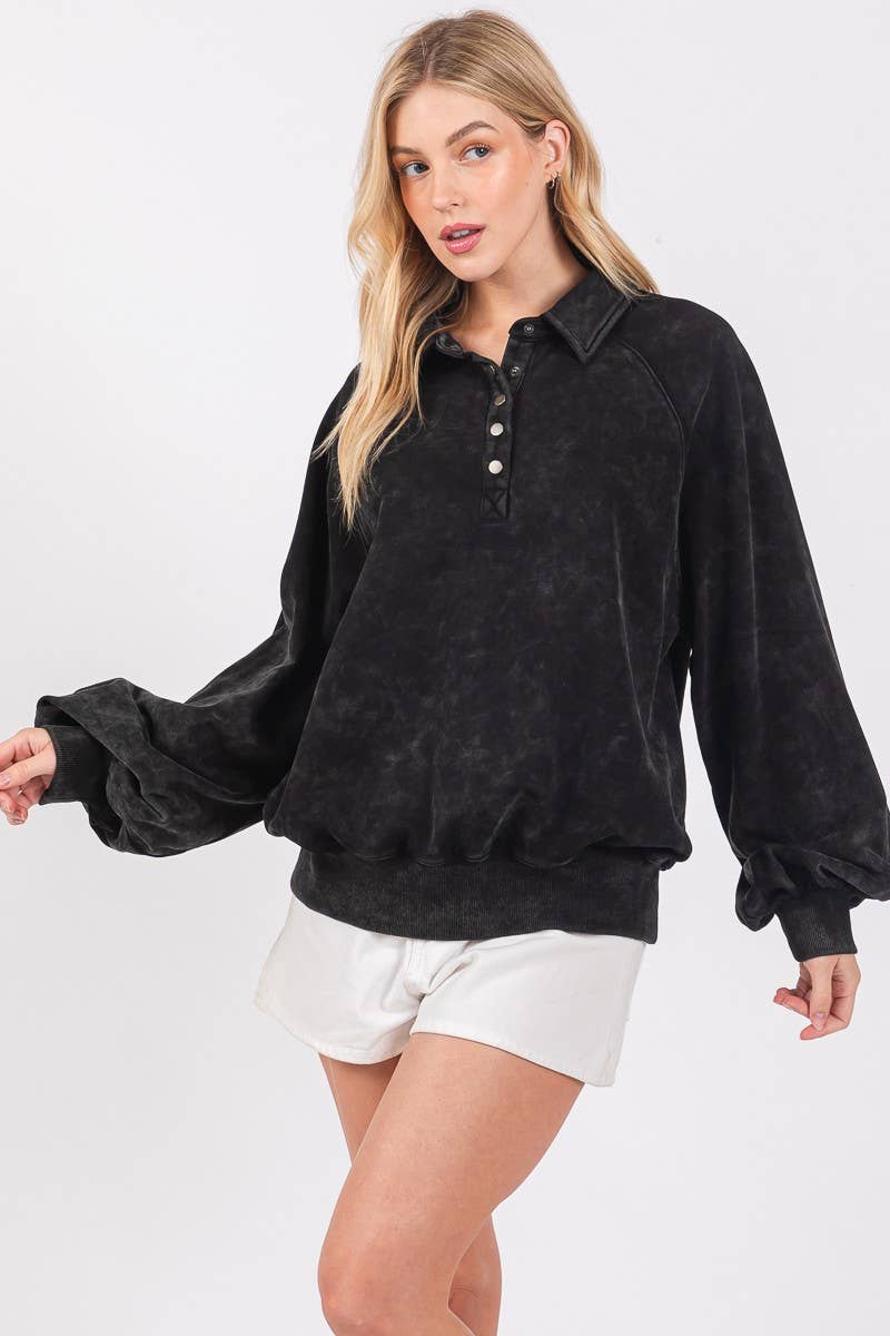 Sewn and Seen - Venta al por mayor Sudadera - Mujer - SUDADERA CON CUELLO A PRESIÓN CON LAVADO MINERAL2