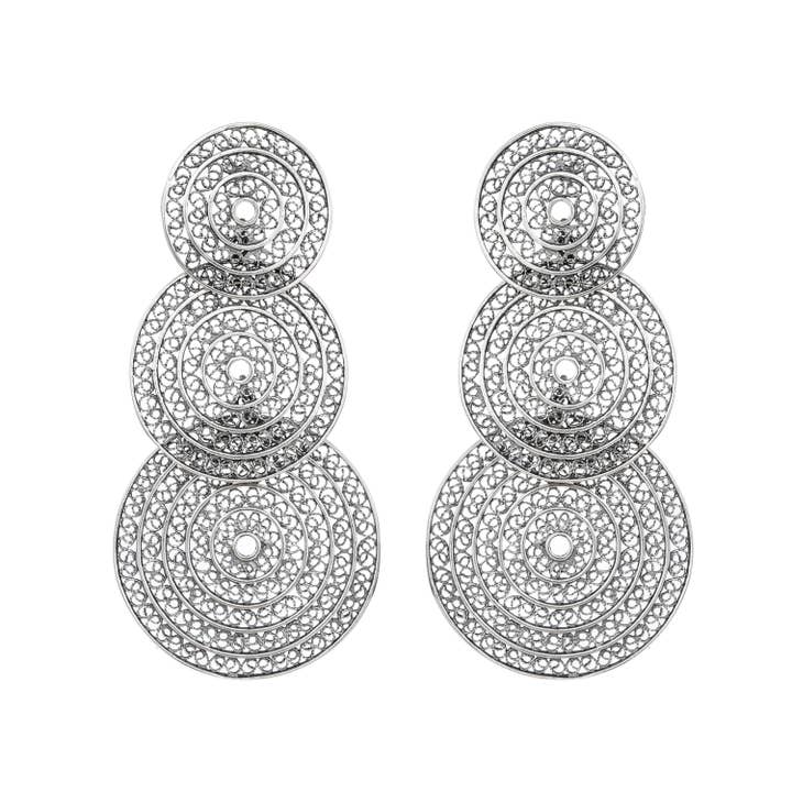 Brincos Três Círculos em Prata por atacado de PORTUGAL JEWELS