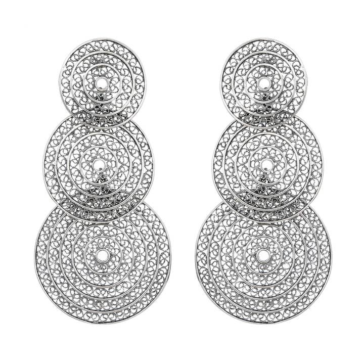 Earrings Three Circles in Silver for wholesale by PORTUGAL JEWELS