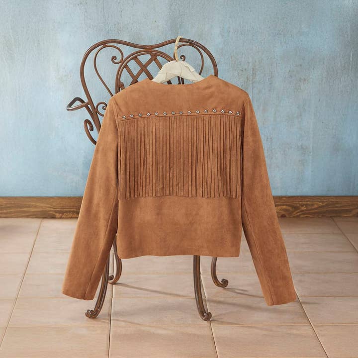Back in the Saddle - Wholesale Jacket - Women's - Breakaway Fringed Faux-Suede Jacket1