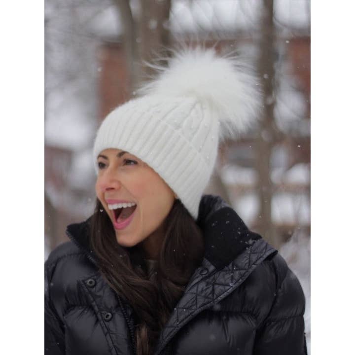 preneLOVE - Wholesale Beanie - Women's - Lily Cable Knit Hat with Tonal Pearls