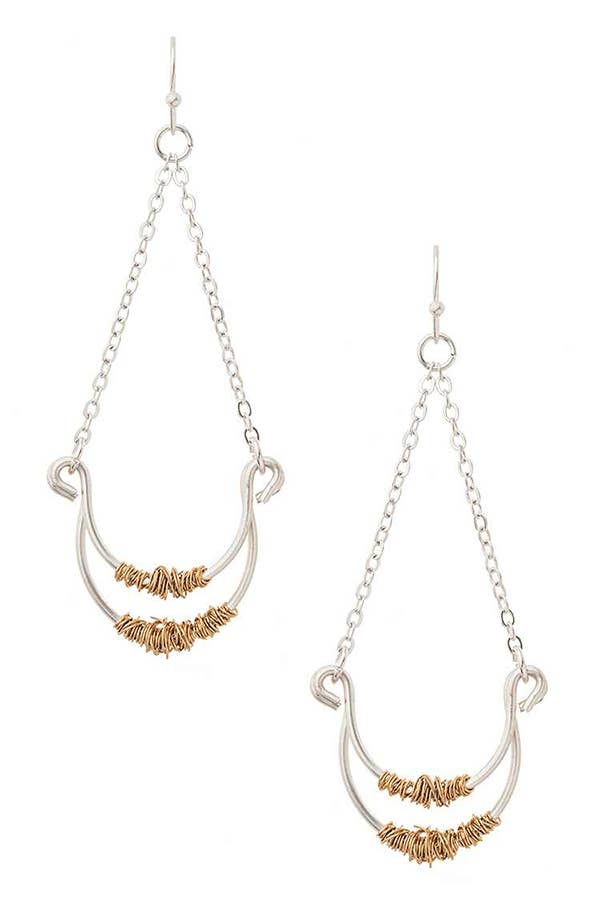 Artini Accessories - Wholesale Dangle Earrings - 2 Tone Wired Earrings0