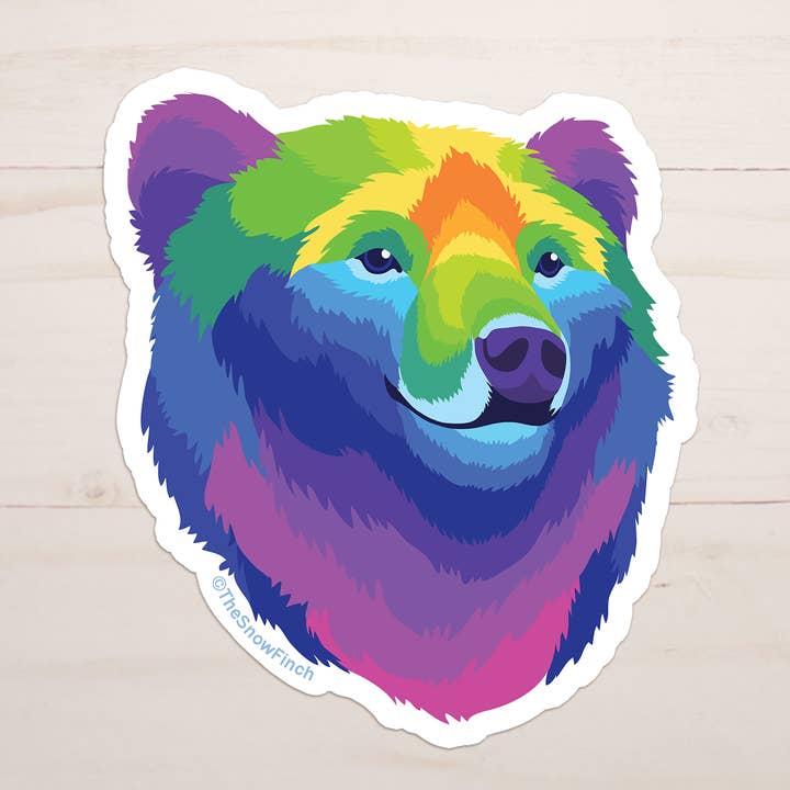 Bear Colorful Pop Art Sticker || Waterproof Vinyl for wholesale by The Snow Finch
