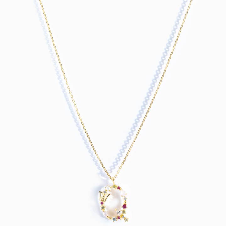 Girls Crew – wholesale Pendant/charm necklace – Flutterfly Stone Initial Necklace43