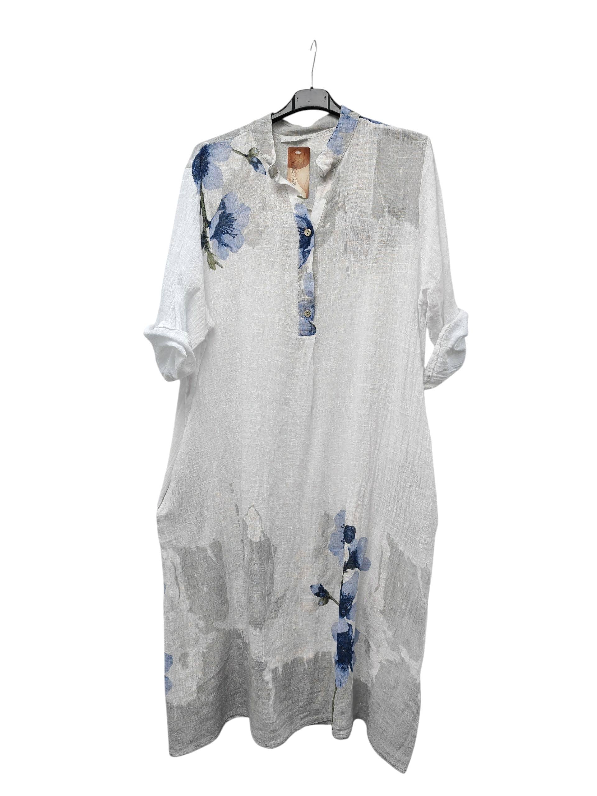 Superbia - Vente Robe – femme - Robe en coton premium taille unique italienne à imprimé floral avec deux poches7