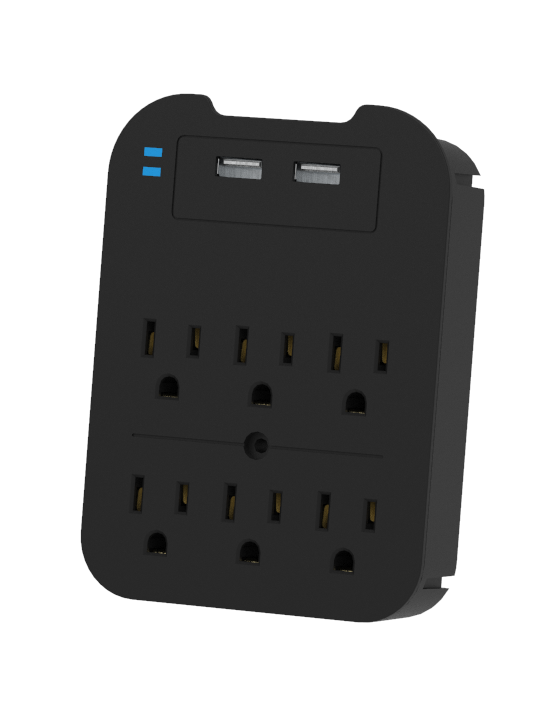 LAX Gadgets - Wholesale Portable Charger - Charge Surge Protector, 6 Outlets/2 USB Ports - Retail Pack14