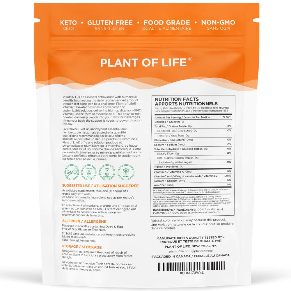 Plant of Life - Wholesale Powdered Health Drink - Pure Ascorbic Acid | Vitamin C | 100% Pure Powder 454g 1
