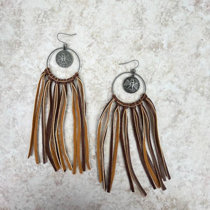 Sølvhoop med møntørnevedhæng øreringe for engroshandel hos Western Elite Jewelry