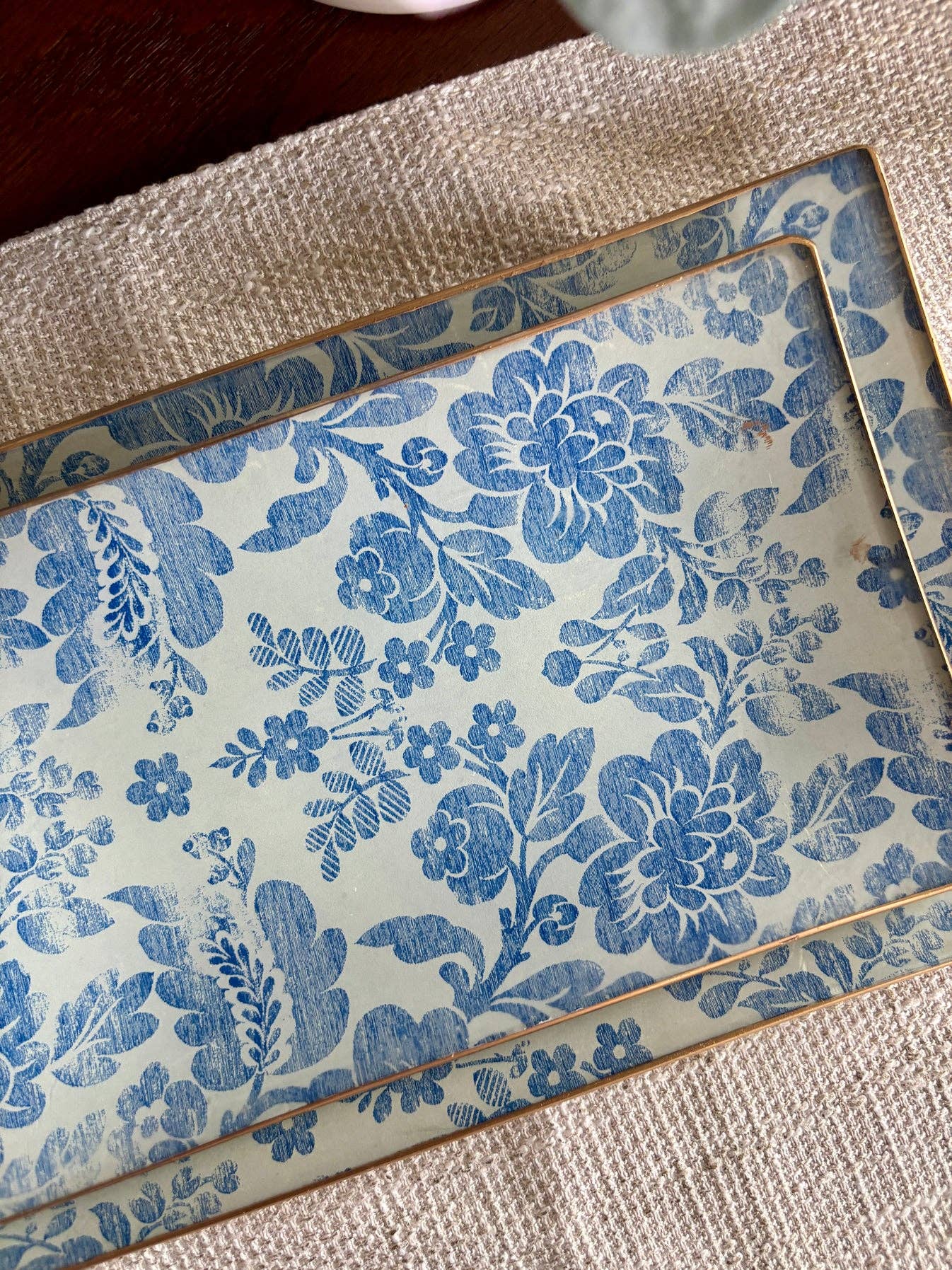 Biccara - Wholesale Decorative Tray - Blue Vintage Rectangular Glass Plates – Decoupage Collection1