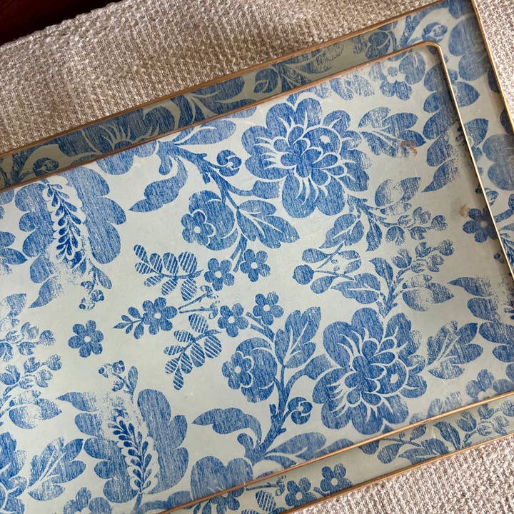Biccara - Wholesale Decorative Tray - Blue Vintage Rectangular Glass Plates – Decoupage Collection1
