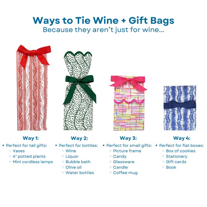 Lucy Grymes Designs - Wholesale Gift Bag Set/Pack - Holiday Plaid Wine + Gift Bag Kits | Set of 61