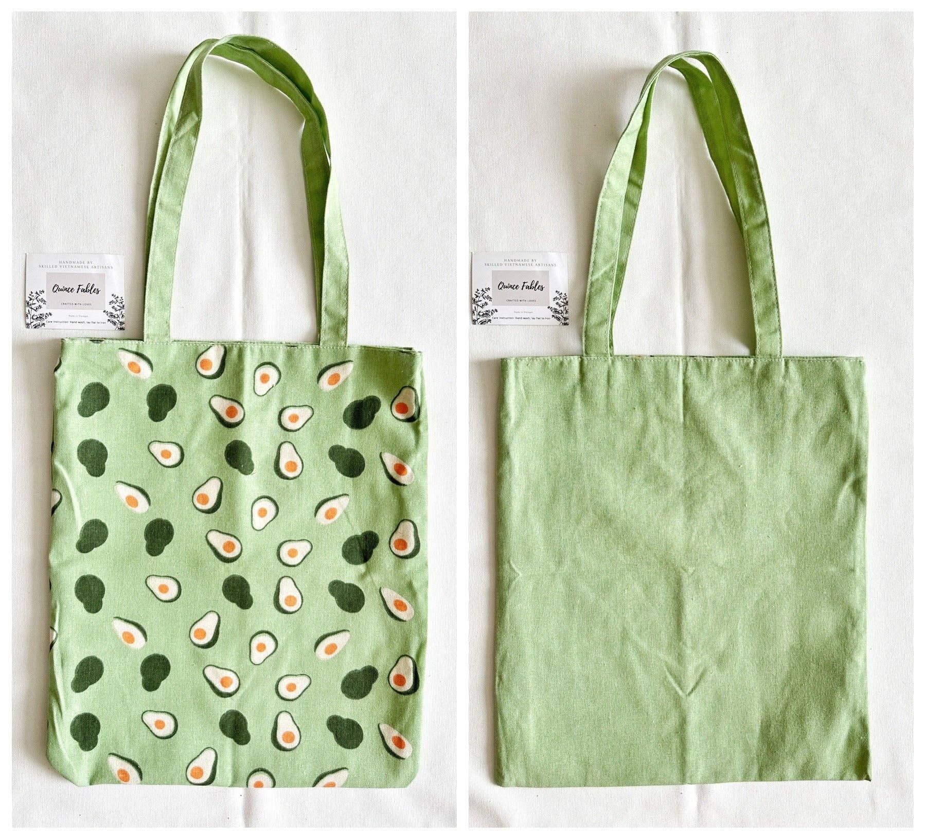 Quince Fables - Wholesale Tote Bag - Women's - REVERSIBLE Lightweight Canvas Tote Bag With Avocado Lemon Or✅0