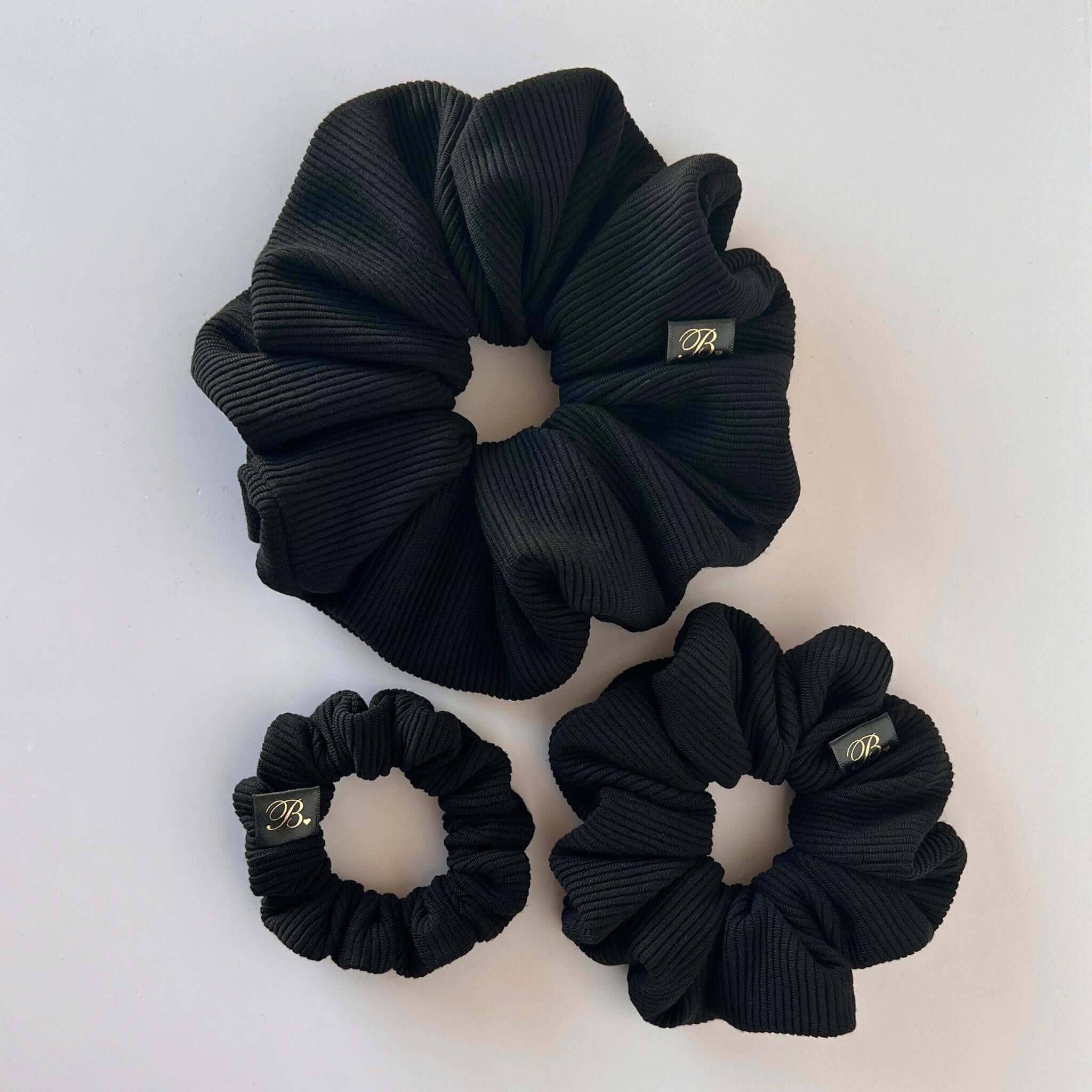 B. LUVV & CO. - Wholesale Scrunchie - Women's - Ribbed Scrunchie in Black3