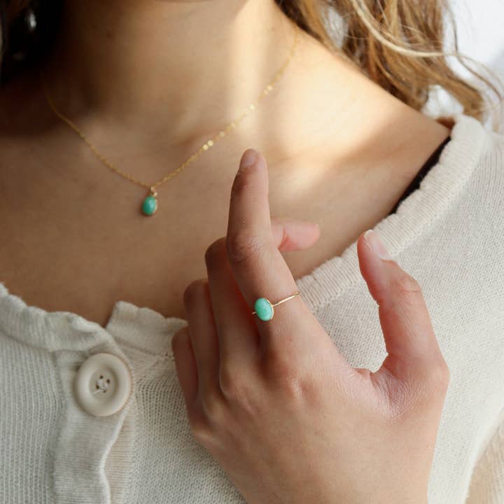 Token Jewelry - Wholesale Single Stone/Solitaire Ring - Amazonite Ring | in 14k Gold Fill or Sterling Silver