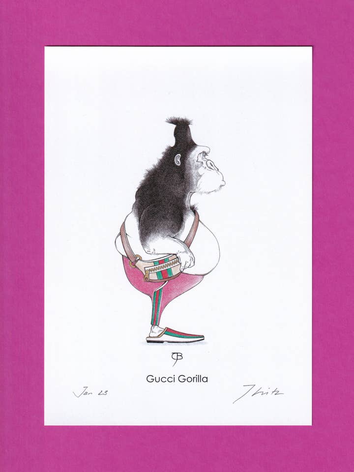 Kunsttryk - A5, signeret - „Gucci Gorilla“ for engroshandel hos Julian Opitz