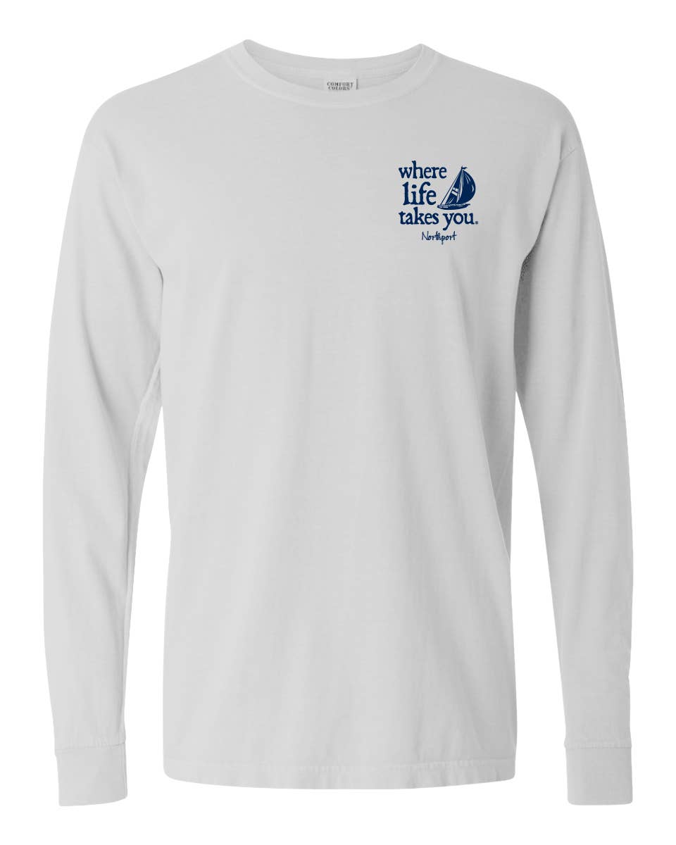 The Buffalo Works - Wholesale Screen Printed T-Shirt - Unisex - Elements of Home Northport Custom Destination Unisex LS Tee14