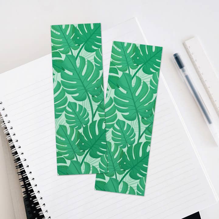 Monstera Bookmark, Tropical Botanical Leaf Bookmark, 2x6" for wholesale by Palette Two Five
