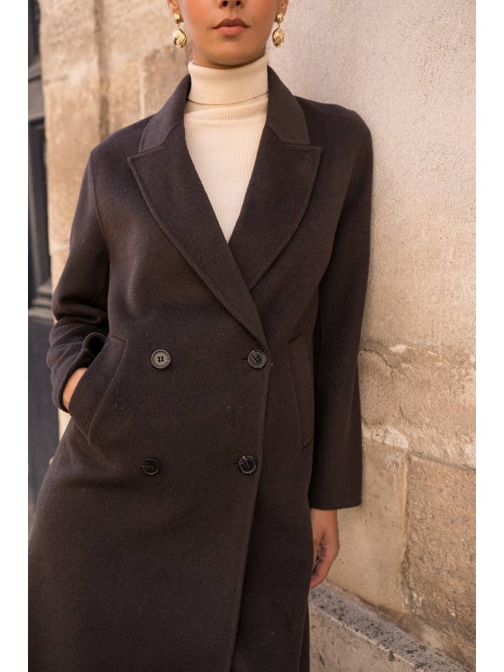 Attentif Paris - Wholesale Coat - Women's - Extra-long oversized hand-sewn wool blend coat65
