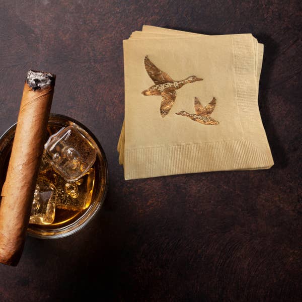 Hey Y'all Party - Wholesale Disposable napkin - Ducks Gold Foil on Taupe Party Napkins1