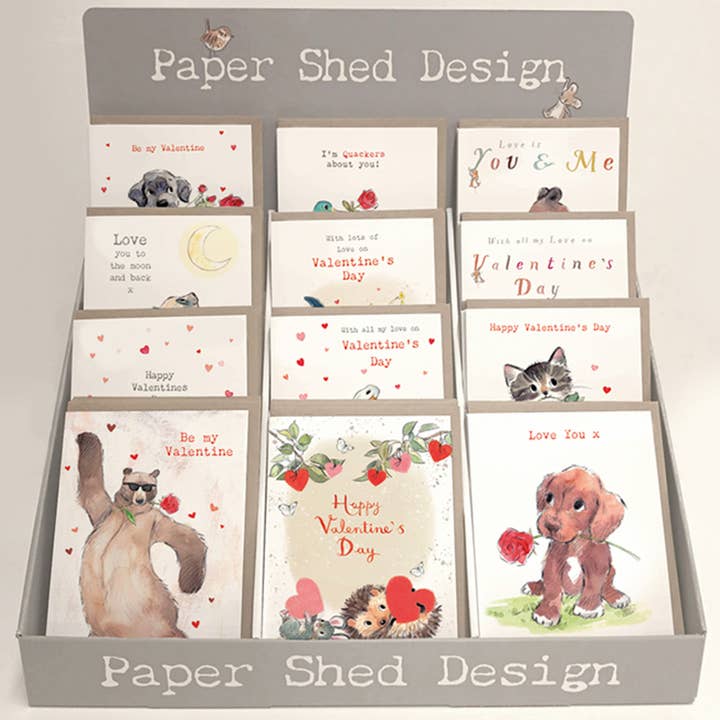 Paper Shed Design Ltd - Wholesale Valentine's Day Card - VALENTINE'S COUNTER PACKAGE 12 DESIGNS FREE COUNTER STAND0