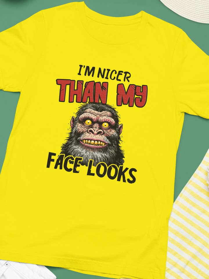 Nicer than my face looks T-Shirt (Yellow) for wholesale by Zombie Paws