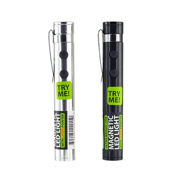 Novelty Closeout - Wholesale Classic Toy - Kids - Mini Metal COB Flashlight with Laser Assortment- 12/Pack