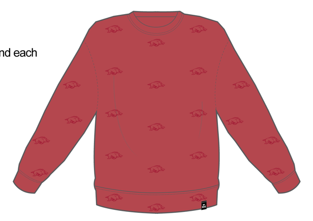 CRIMSON Arkansas Ritter Repeat Lantern Sleeve Crew for wholesale on Faire1