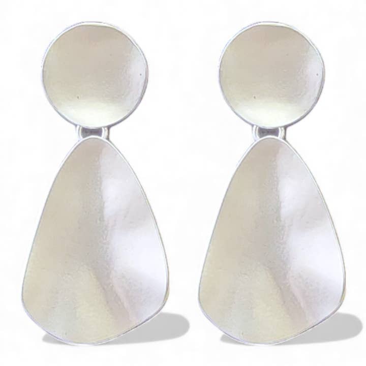 Silver Sculpted Statement Earrings | Handmade Jewelry for wholesale by Bijoux Envie Statement Jewelry