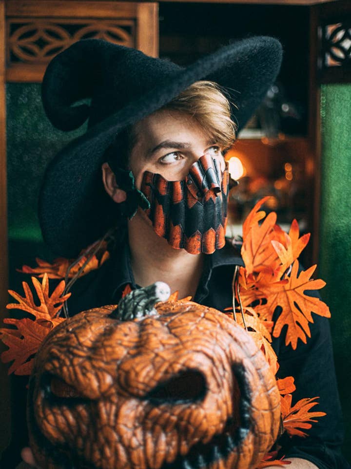 Pumpkin Leather Mouth Face Spooky Mask Halloween for wholesale by Costurero Real