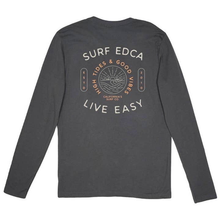 Everyday California - Wholesale Screen Printed T-Shirt - Men's - Ponto Long Sleeve - California Surf Sunset Beach Tee2