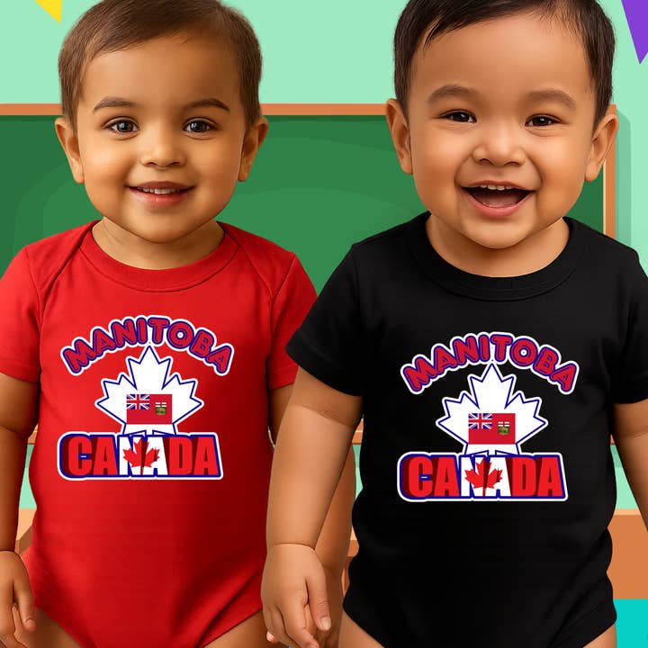 Manitoba Flag Baby Bodysuit Ahornblad Design/Babygave for engroshandel hos Worldwide Souvenir Mart