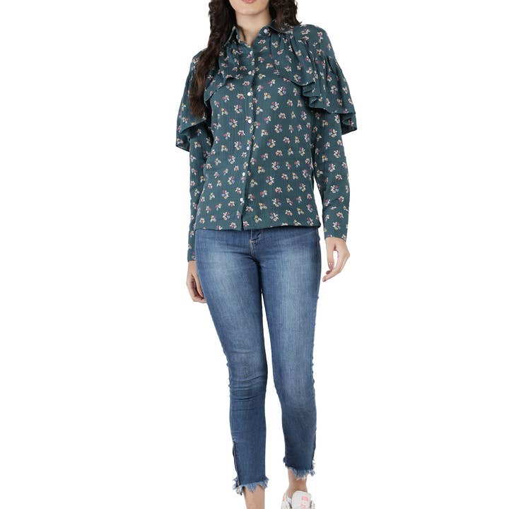 Chemise Lora à imprimé floral pour la vente par Love Stone Fashion LLC.