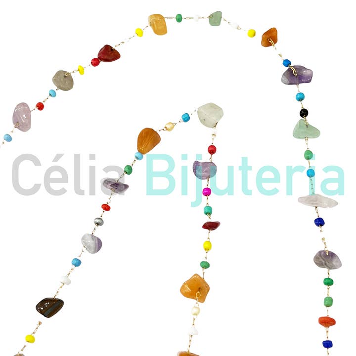 Celli Biju - Wholesale Sunglasses/Eyeglasses Strap - Women's - Steel Glasses/Masks Chains with Natural Stones and Beads3