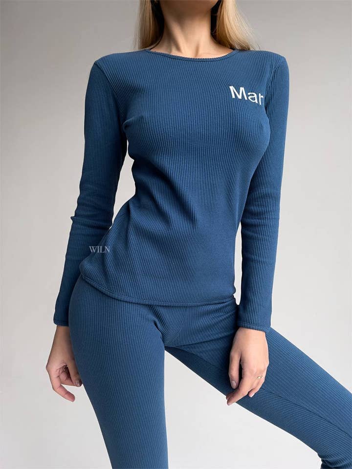 DreamBuy - Wholesale Mommy & me sets - Personalised Adult Unisex Ribbed Loungewear Matching Pjs