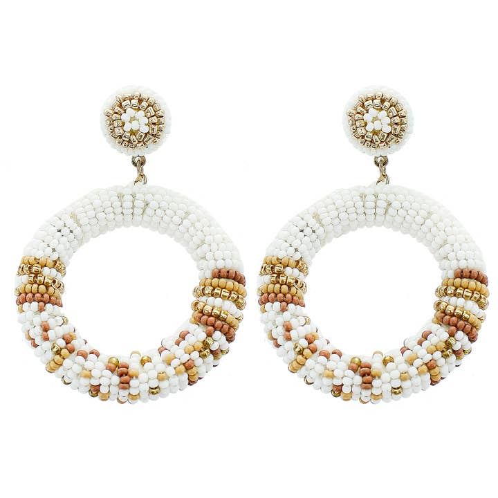 Bead Wrapped Hoop Earrings for wholesale by PANNEE