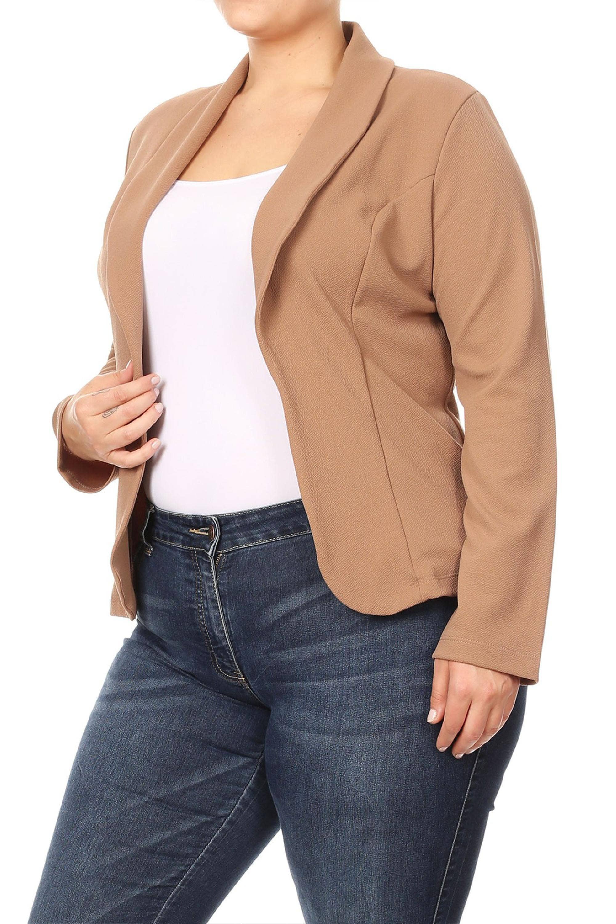 MOA COLLECTION - Wholesale Blazer - Women's - Women's Solid Casual Plus Size Trendy Blazer Jacket30