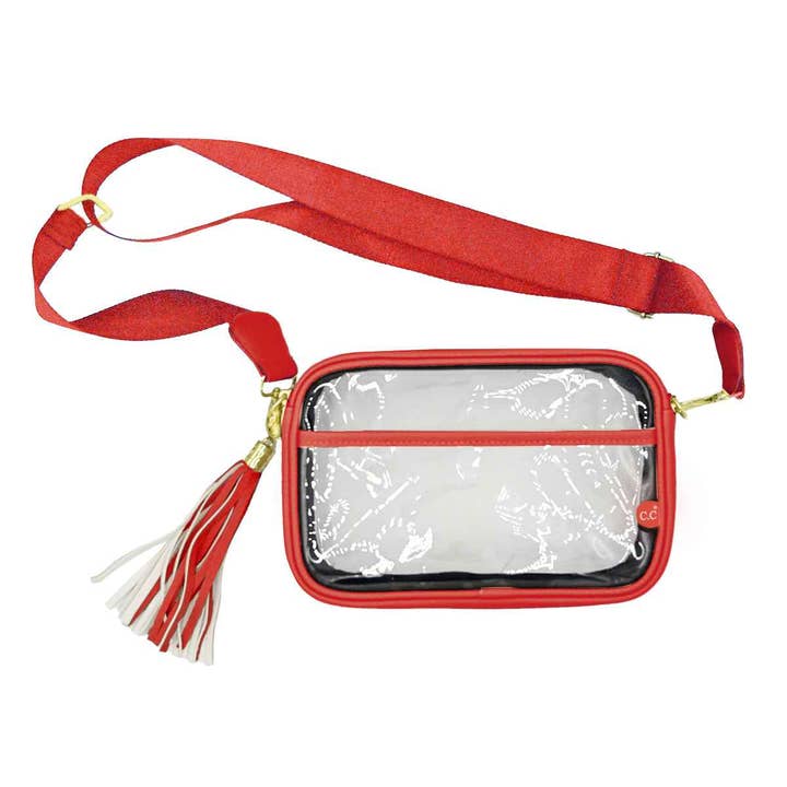 MiMi Wholesale - Wholesale Crossbody Bag - Women's - BGS4380 Clear Gameday Crossbody Bag With Tassel2