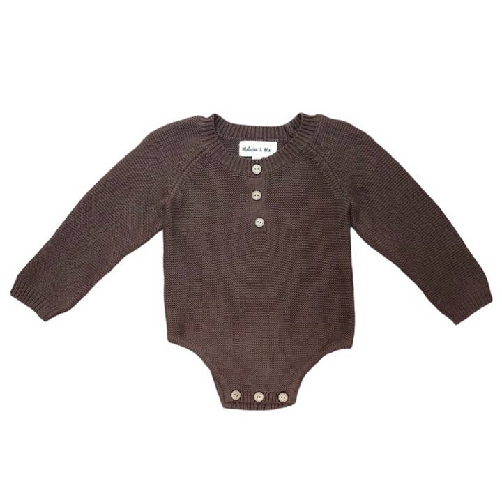 Knit Bubble Romper (bruin) voor wholesale door Melina & Me